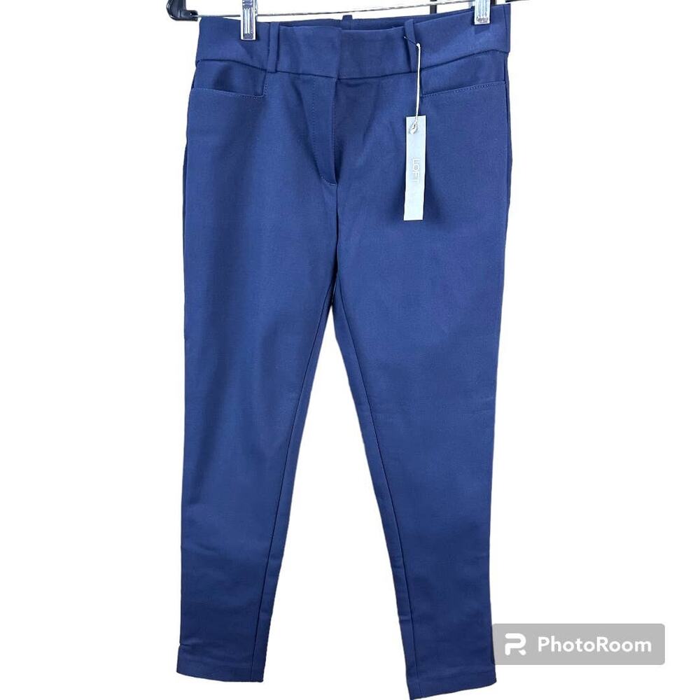 Loft Navy Blue skinny trouser pants businesswear size 2 ankle length mid rise